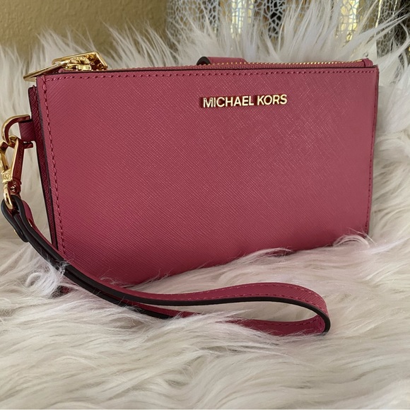 New Michael Kors jet set travel double zipper wallet wristlet - Picture 11 of 13